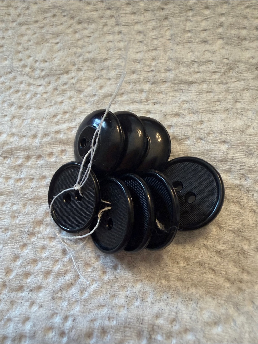 Set of Black Round 2-Hole Buttons